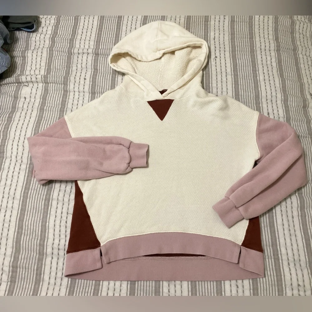 Madewell MWL airyterry hoodie sweatshirt crop colorblock XS - Picture 3 of 7